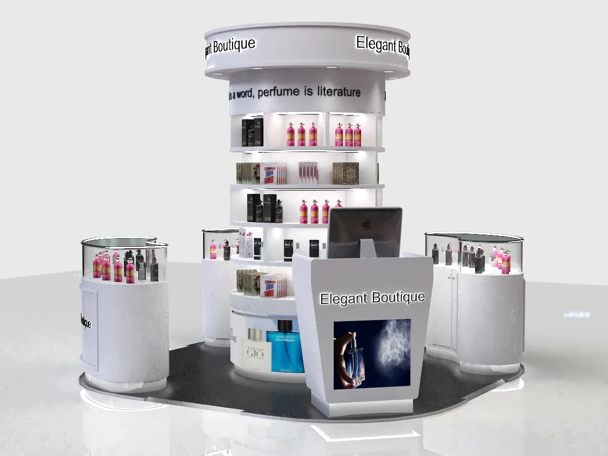 10*10ft Custom Round Perfume Kiosk Retail Display for Mall Display