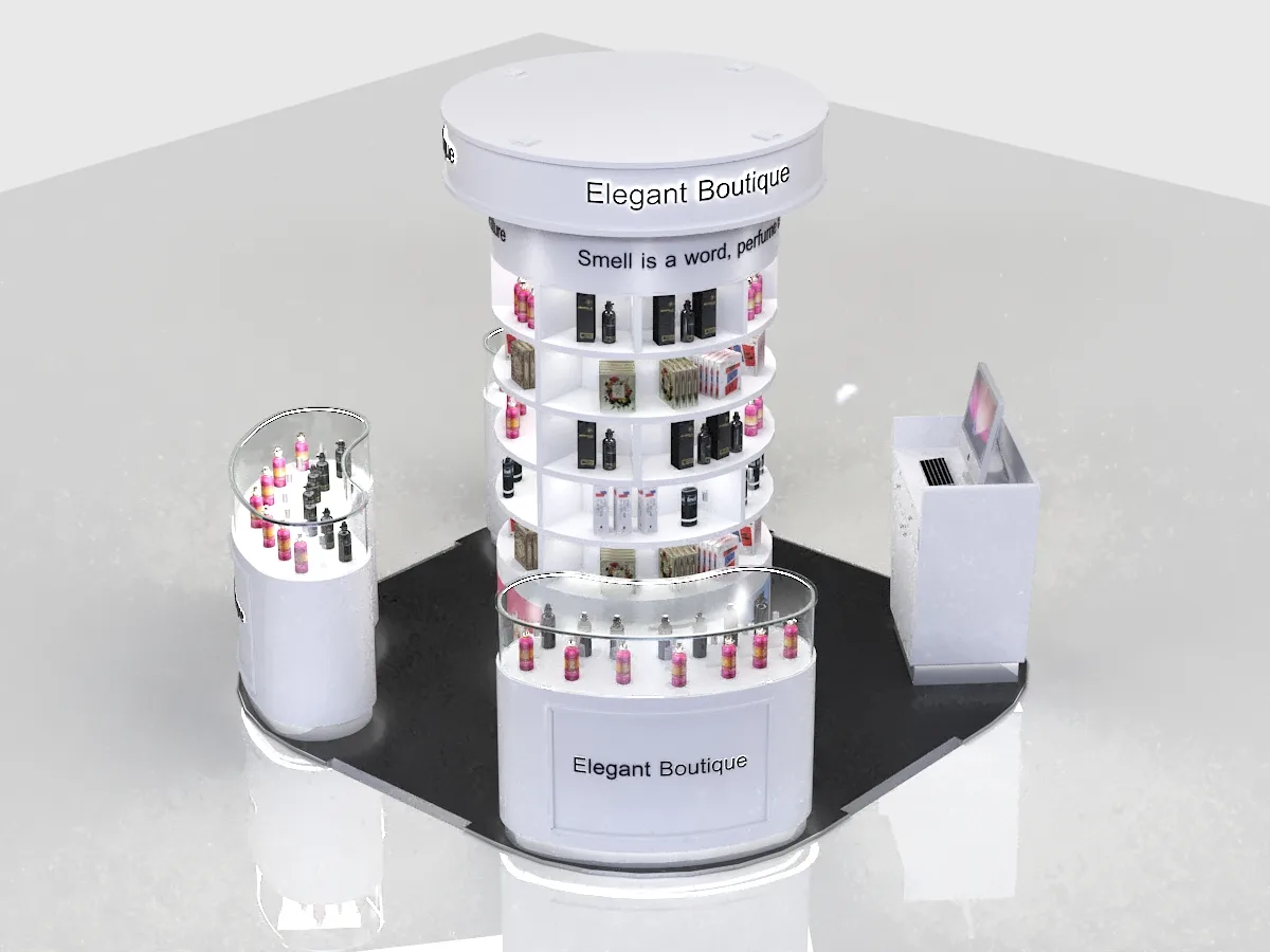 10*10ft Custom Round Perfume Kiosk Retail Display for Mall Display — view 2