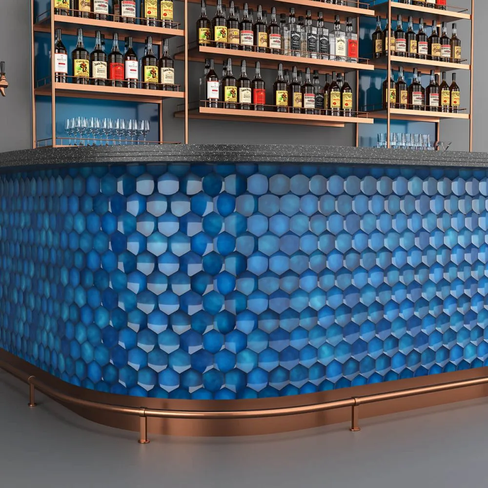 118 inch Luxury bar counter with extra large storage wall rack for sale — view 5