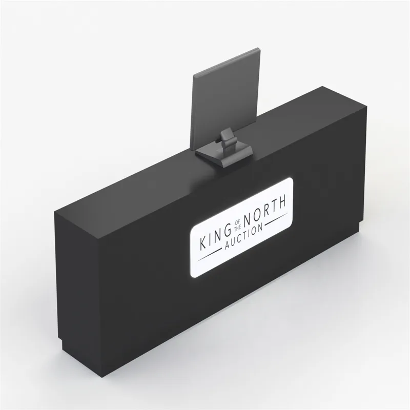 12ft Black Reception Desk Design Customized Straight Reception Desk on Sale — view 3
