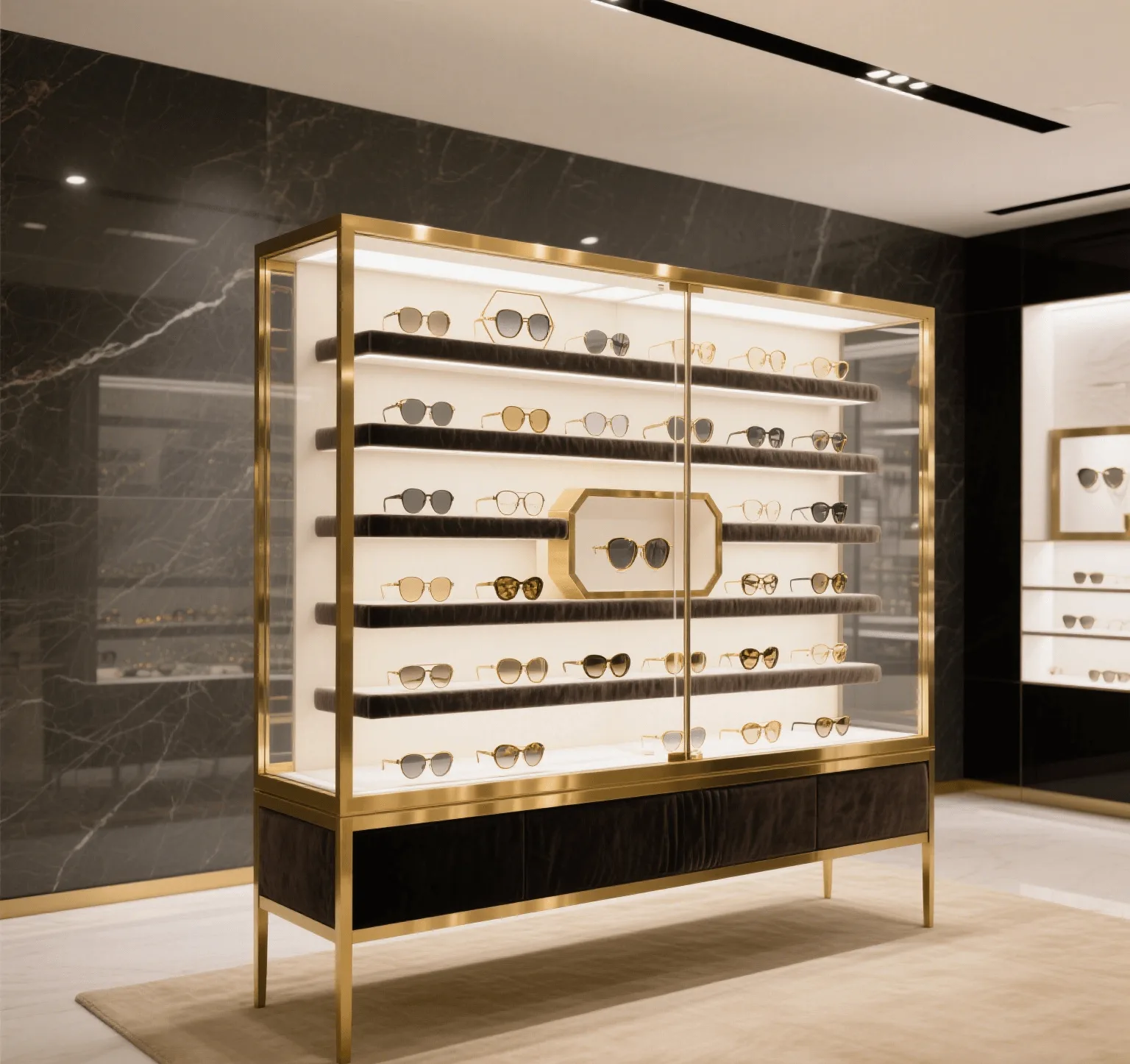 2*0.6*2.4M metal glasses display cabinet with large storage space — view 3
