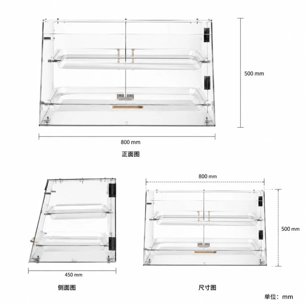 2-Tier Acrylic Bakery Display Case for Pastry Shop — product detail 1