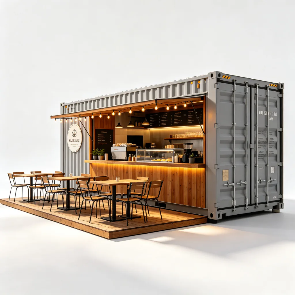 20ft Corrugated Steel Shipping Container Restaurant Outdoor Food Shop Custom Built — view 4