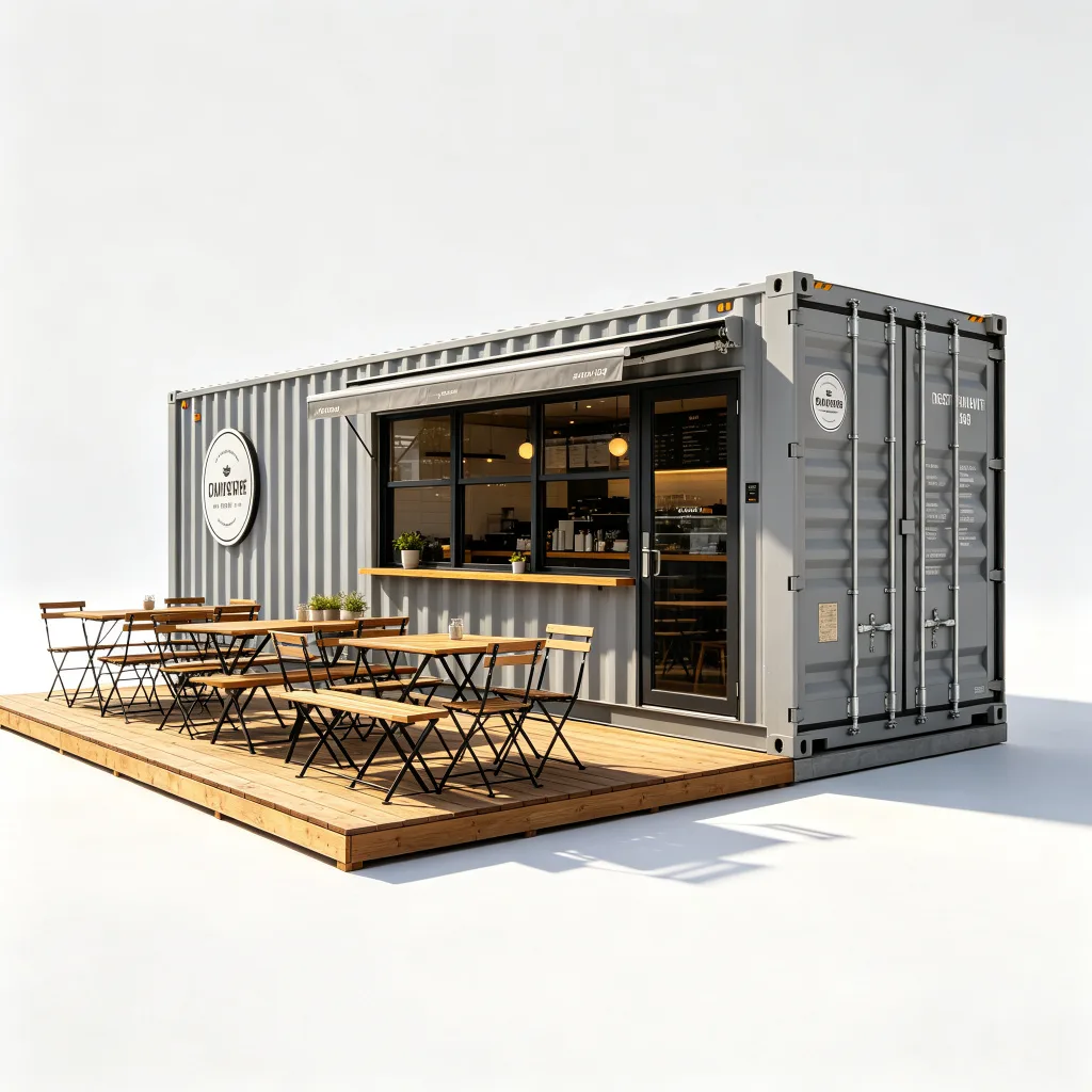 20ft Corrugated Steel Shipping Container Restaurant Outdoor Food Shop Custom Built — view 3