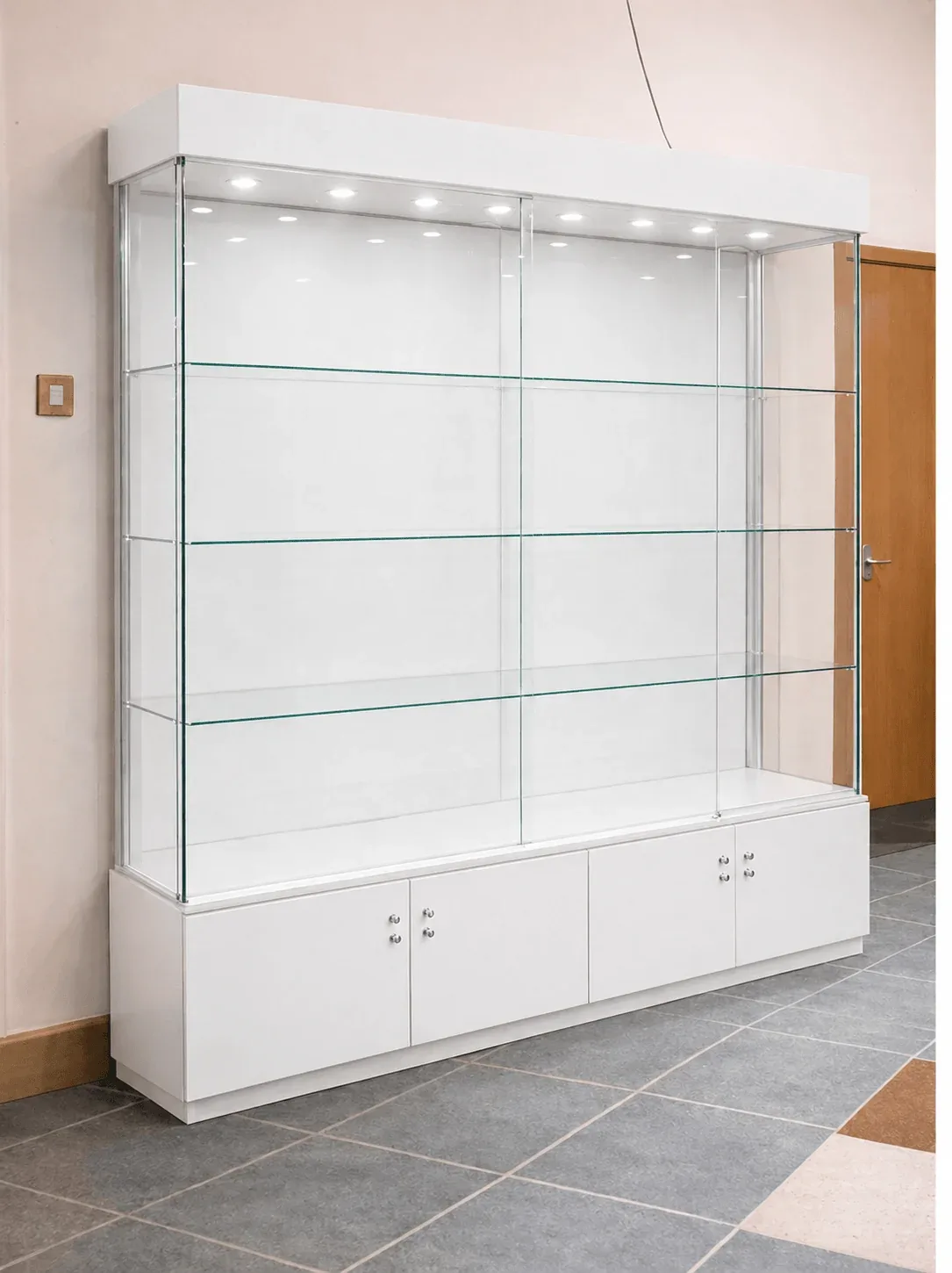 2m School Large Trophy Glass Display Cabinet with Lockable Cupboard — view 3