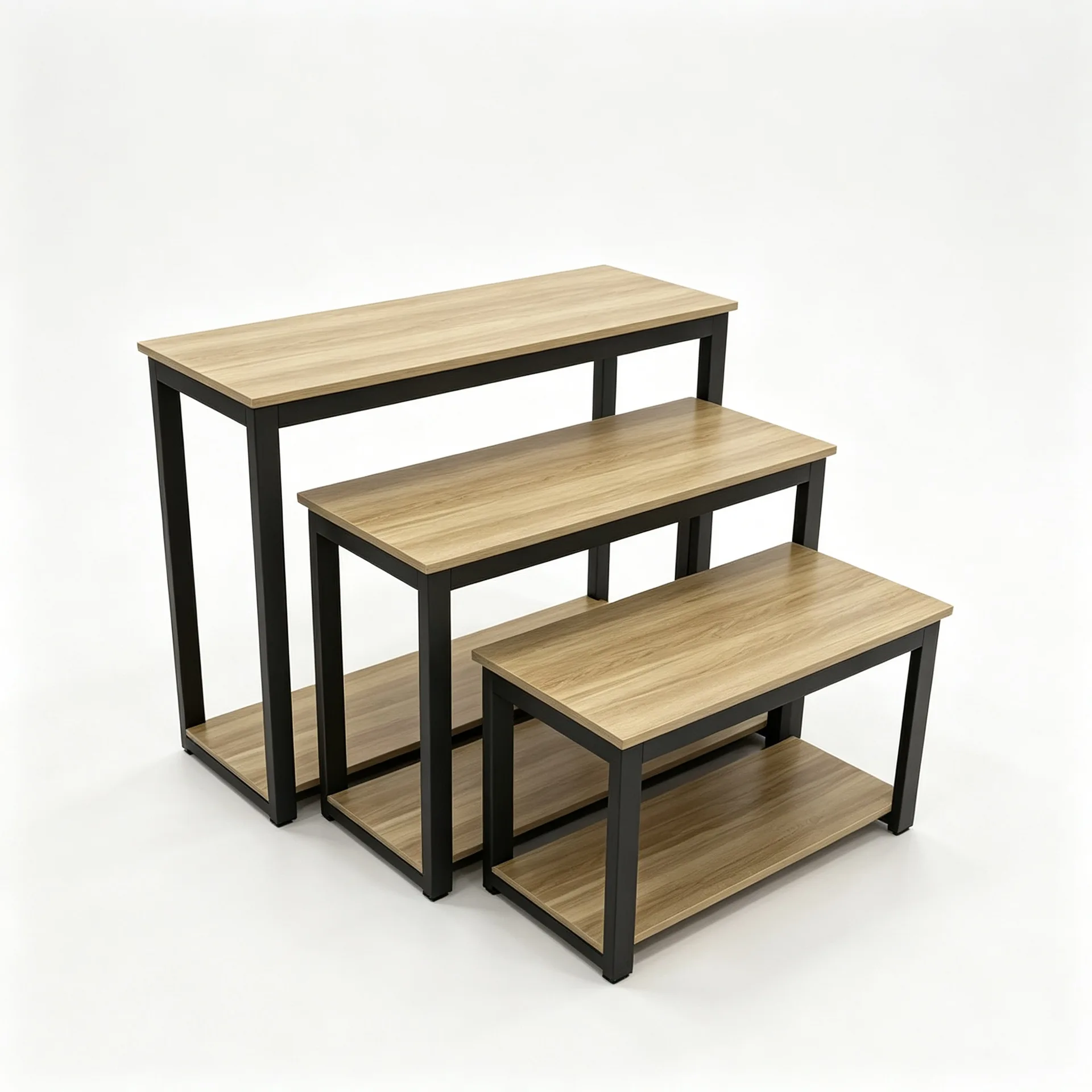 3-Tier Step Ladder Style Wooden Retail Cloth Display Table for Clothing Boutique — view 3