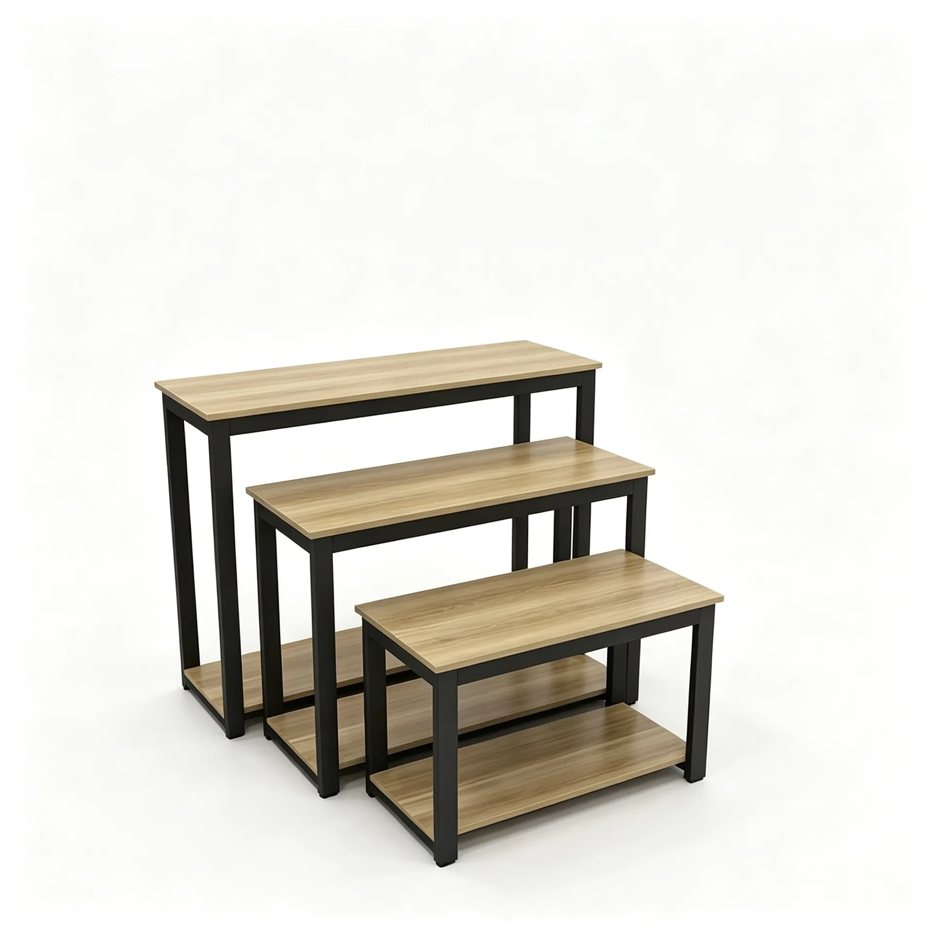 3-Tier Step Ladder Style Wooden Retail Cloth Display Table for Clothing Boutique — view 5