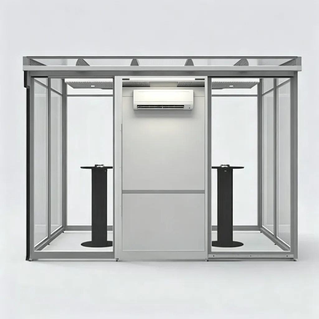 3000mm Tempered Glass Outdoor Smoking Cabin with Aluminum Frame and Air Conditioner — view 4