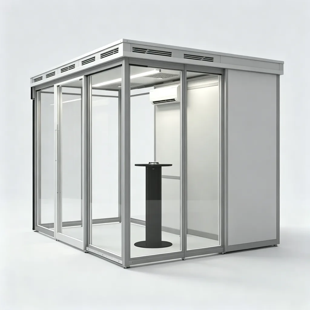 3000mm Tempered Glass Outdoor Smoking Cabin with Aluminum Frame and Air Conditioner — view 3