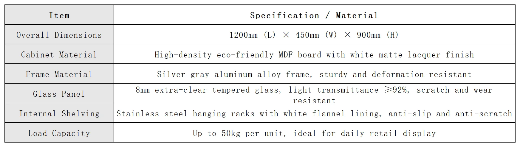 360° Glass Eyewear Display Cabinet – White Floor Standing, Stainless Hangers, Adjustable Shelves, 50kg Capacity — product detail 1