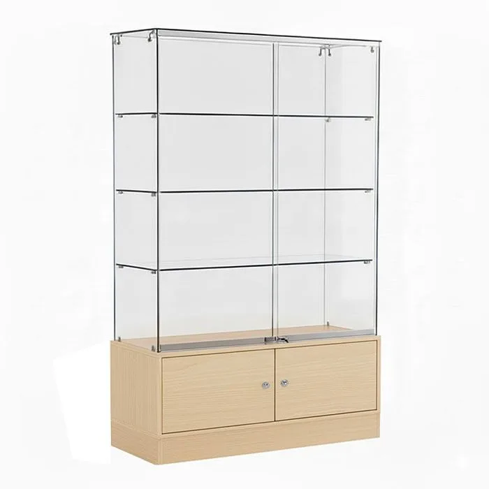 360° Glass Wall Showcase – Frameless Display Cabinet with LED Lighting & Storage — view 4