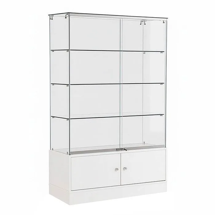 360° Glass Wall Showcase – Frameless Display Cabinet with LED Lighting & Storage — view 5