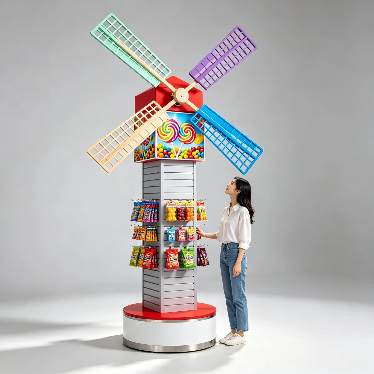 3M Giant Windmill Candy Display Rack Custom Candy Shop Furniture with Rotating Blades