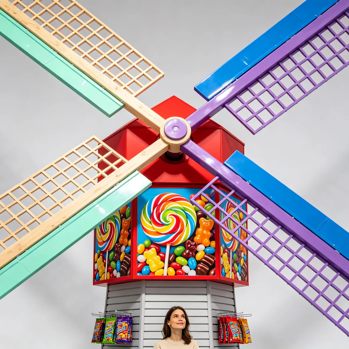 3M Giant Windmill Candy Display Rack Custom Candy Shop Furniture with Rotating Blades — view 3