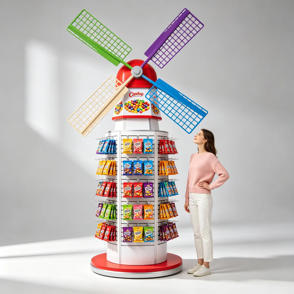 3M Giant Windmill Candy Display Rack Custom Candy Shop Furniture with Rotating Blades — view 2