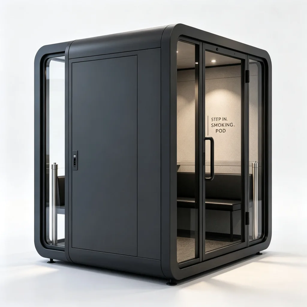 4000mm Large Multi-Person Outdoor Smoking Cabin with Rounded Steel Frame and Hidden Smoke Extraction — view 4
