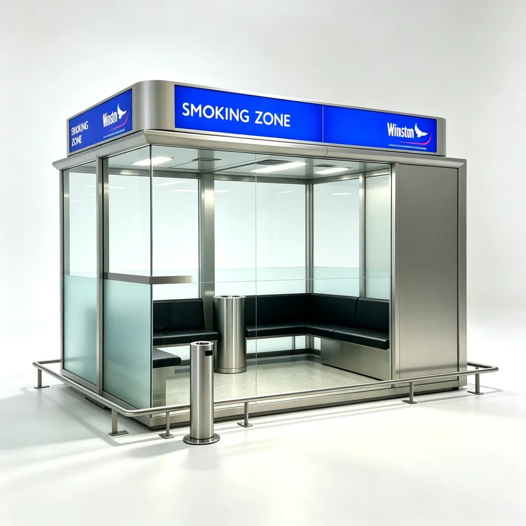 4200mm Airport-Style Outdoor Smoking Cabin with Stainless Steel Frame and Semi-Private Glass — view 3