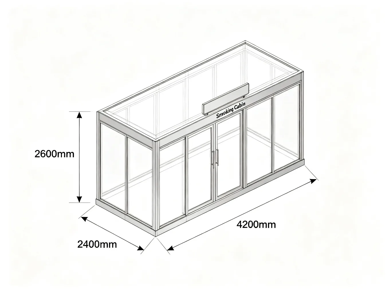 4200mm Airport-Style Outdoor Smoking Cabin with Stainless Steel Frame and Semi-Private Glass — product detail 1