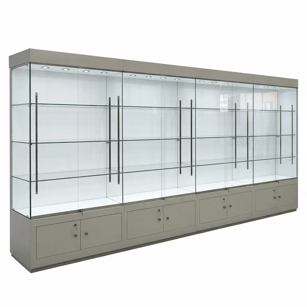 4M Extra Wide Trophy Glass Display Cabinet | Lockable School Trophy Cabinet — view 3