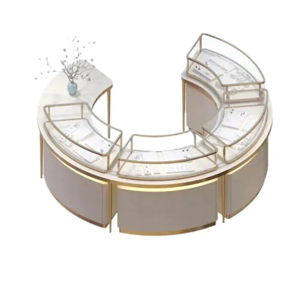 53″ x 24″ x 41″ Curved Jewelry Display Counter Showcase- Stainless Steel Frame — view 2