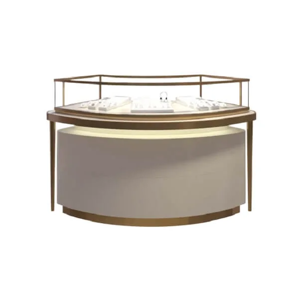 53″ x 24″ x 41″ Curved Jewelry Display Counter Showcase- Stainless Steel Frame — view 3