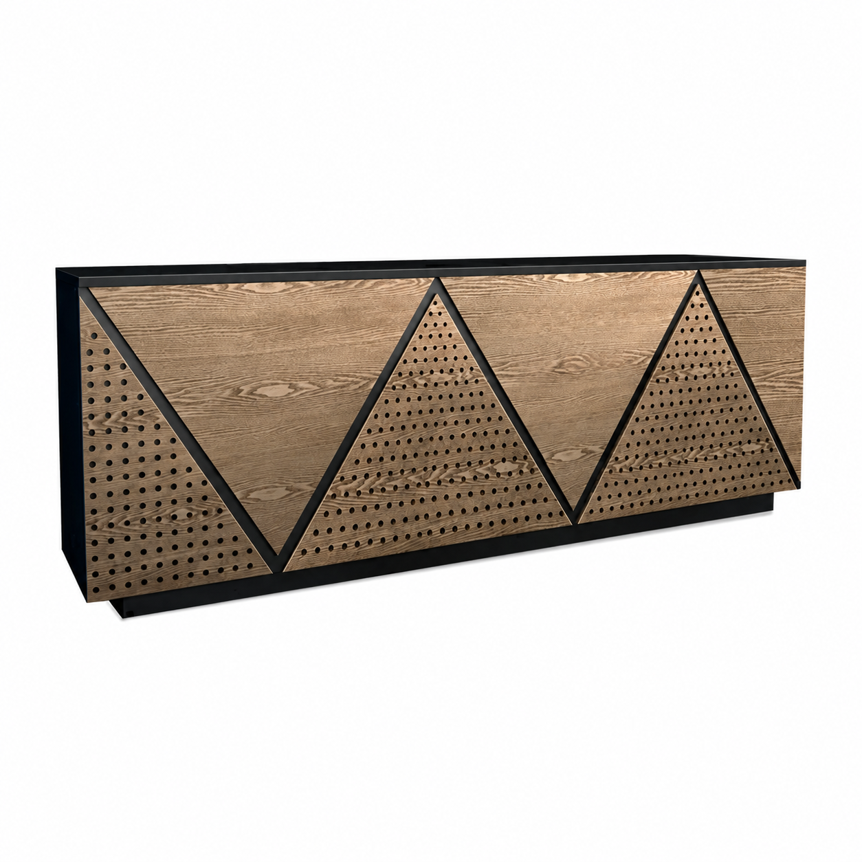 Edited design reference: Industrial Geometric Reception Counter with Perforated-Look Panels