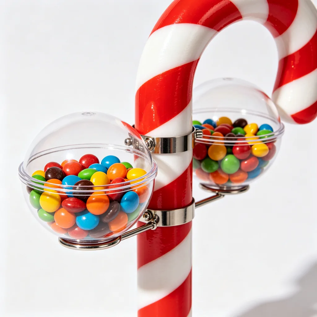 6.5ft Red White Candy Cane Display Stand Fiberglass Candy Bowl Retail Fixture — view 4