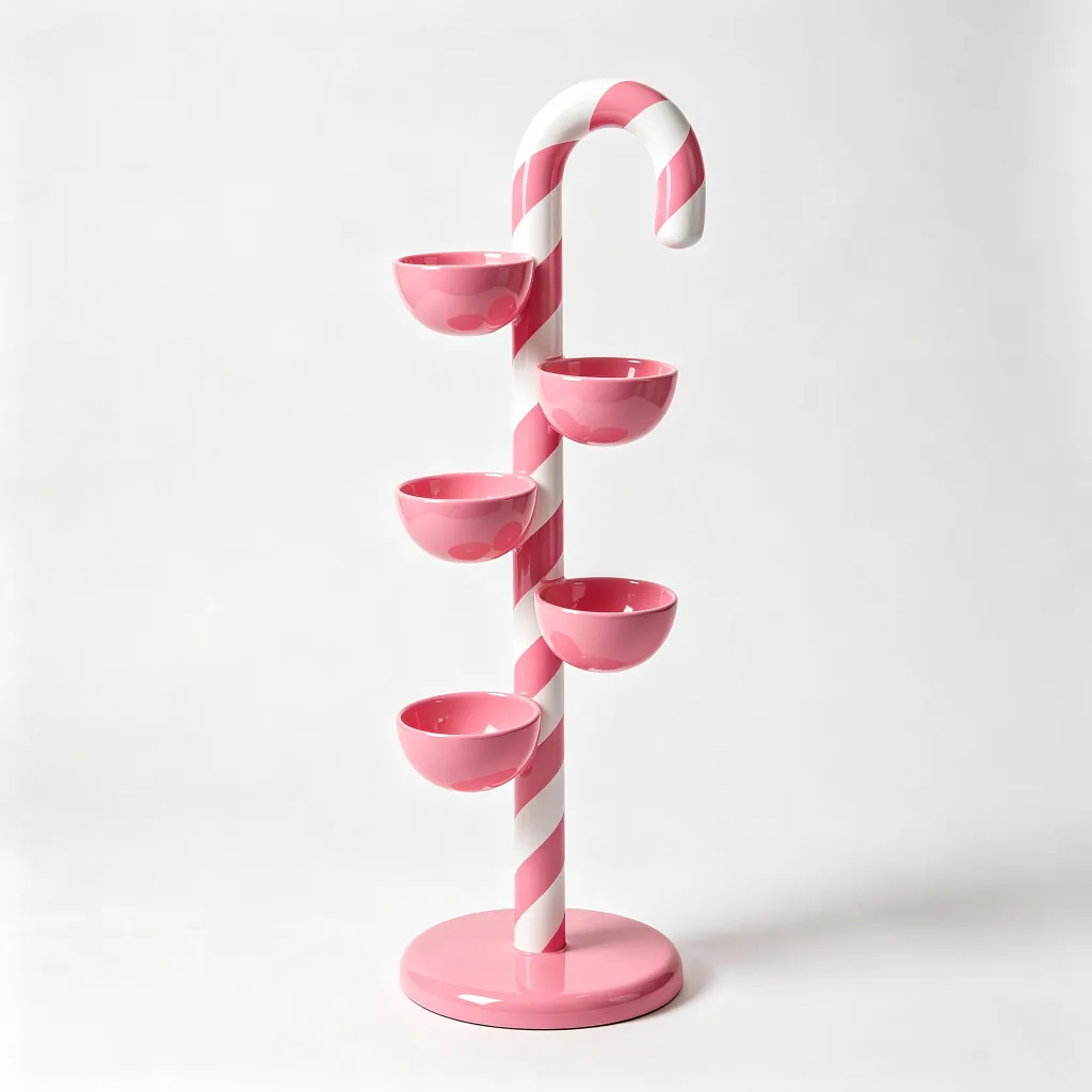 6ft Pink White Candy Cane Candy Bowl Display Stand Fiberglass Lollipop Ornament — view 4