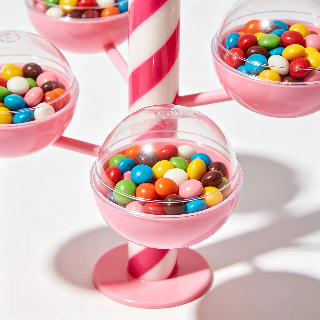 6ft Pink White Candy Cane Candy Bowl Display Stand Fiberglass Lollipop Ornament — view 3