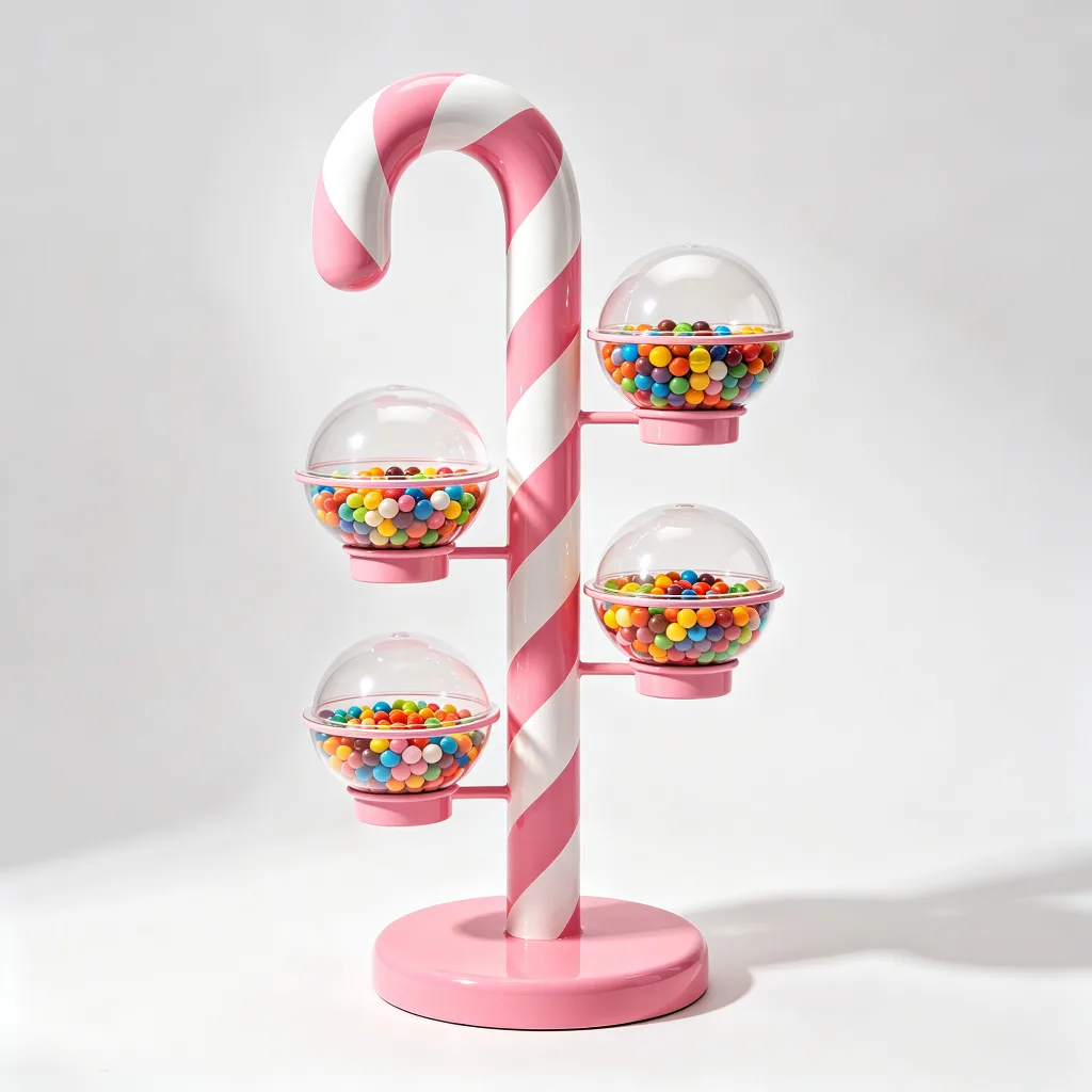 6ft Pink White Candy Cane Candy Bowl Display Stand Fiberglass Lollipop Ornament — view 2