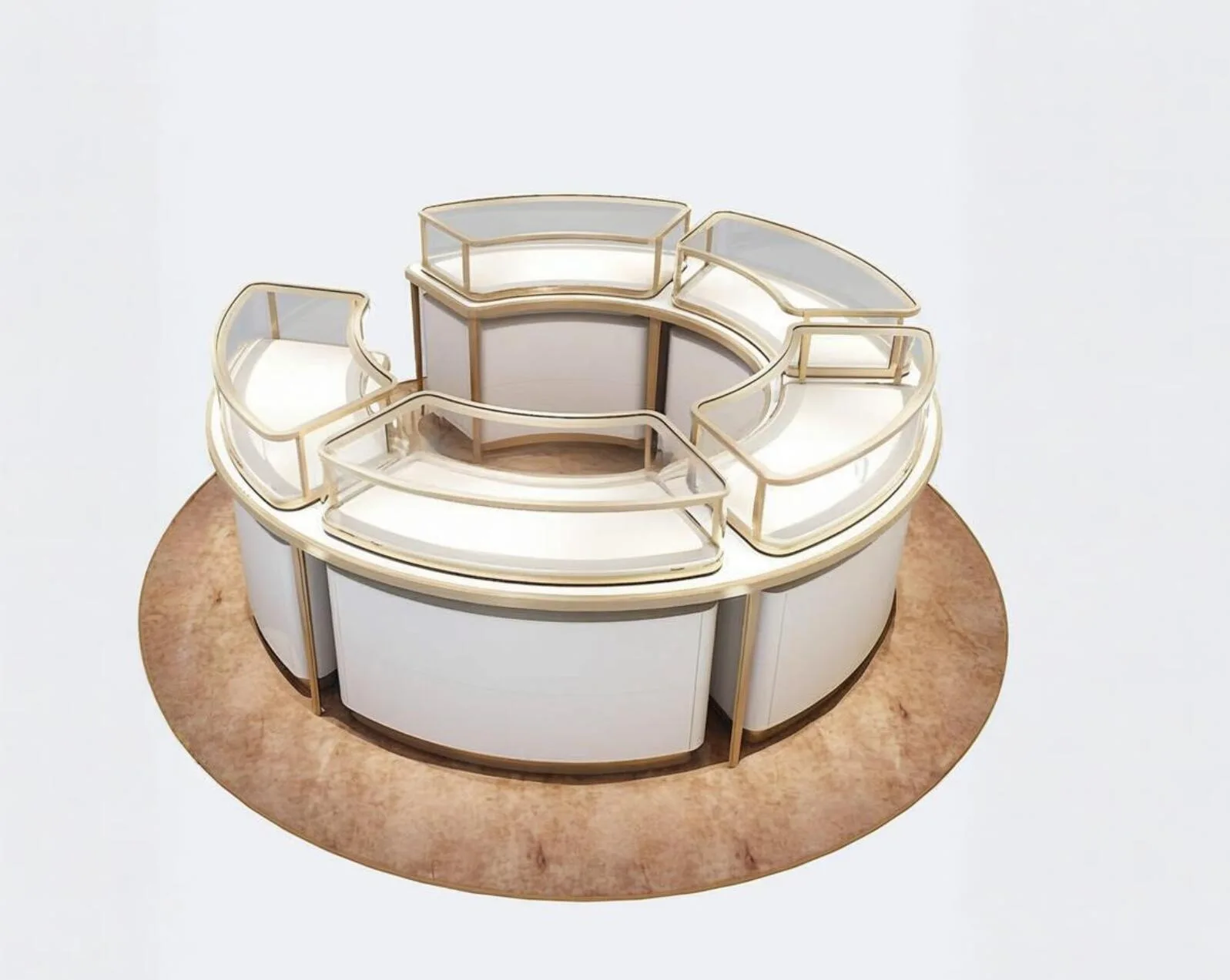 70″ W x 20″ D x 41″ H Curve Jewelry Display Counter Round High-end Jewelry Display Kiosk