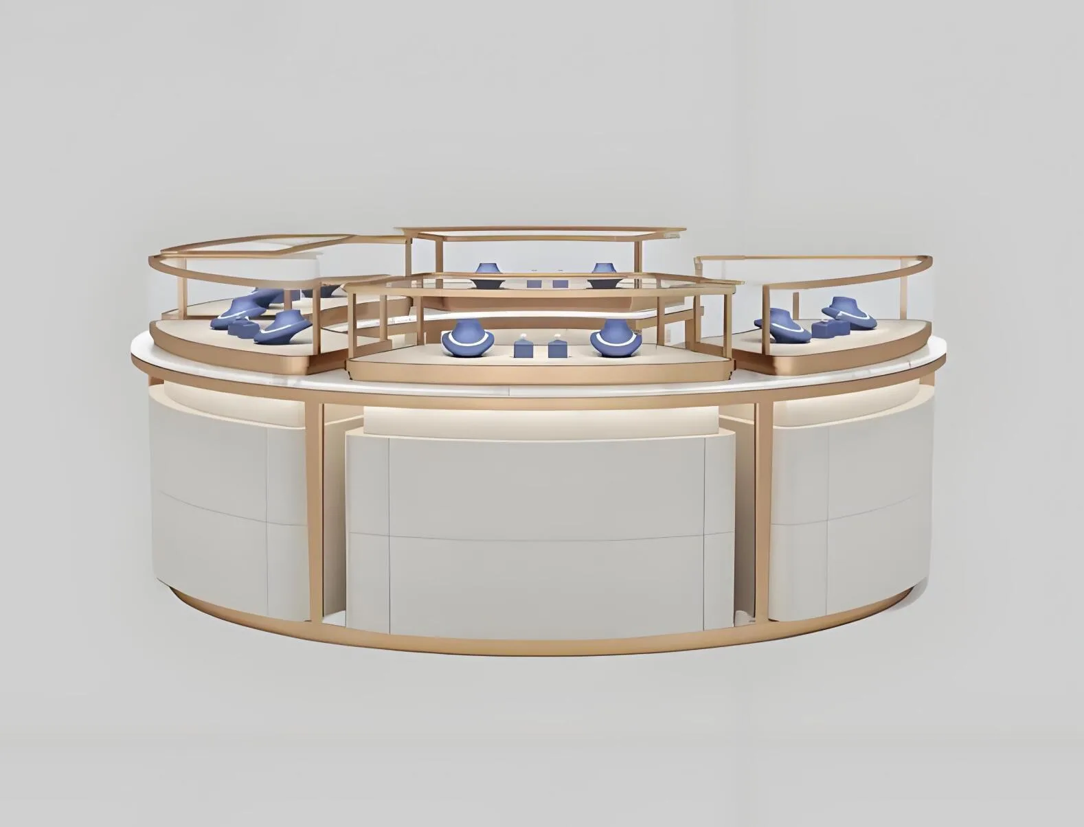 70″ W x 20″ D x 41″ H Curve Jewelry Display Counter Round High-end Jewelry Display Kiosk — view 4