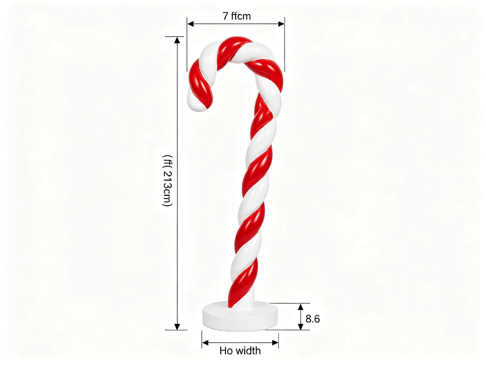 7ft Red White Twisted Candy Cane Statue Fiberglass Giant Prop Display — product detail 1