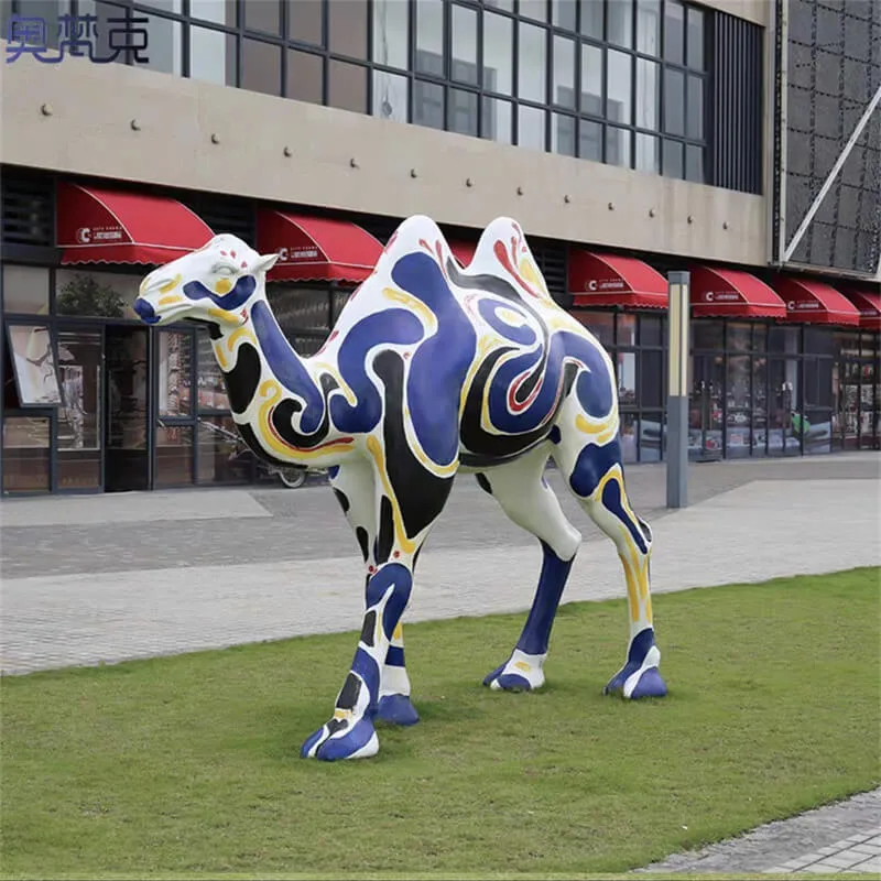 Abstract Painted Fiberglass Camel Sculpture | Art‑Style Decor for Outdoor Malls, Plazas & Scenic Spots — view 4