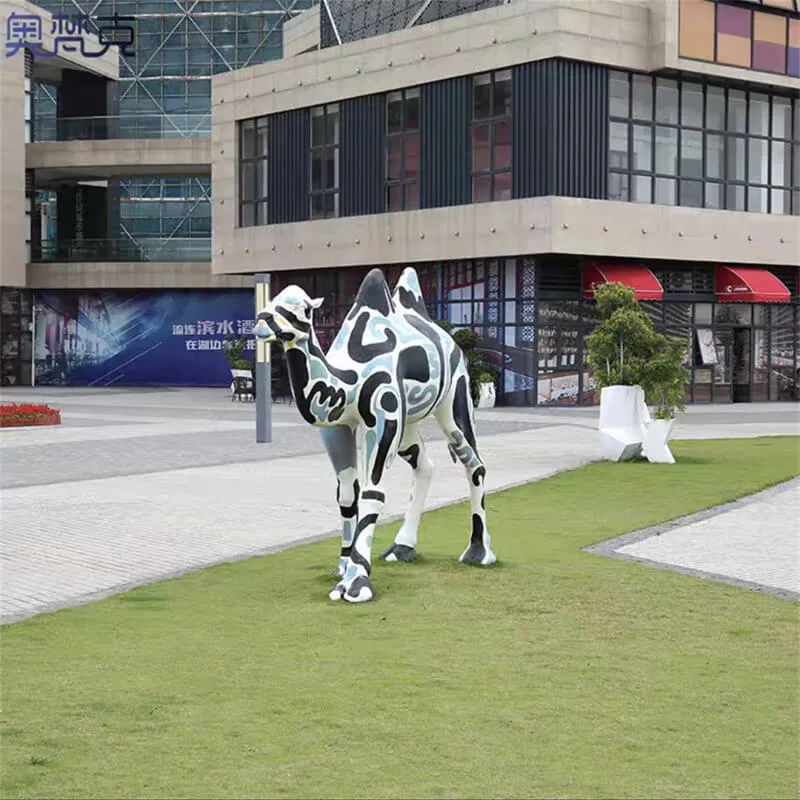 Abstract Painted Fiberglass Camel Sculpture | Art‑Style Decor for Outdoor Malls, Plazas & Scenic Spots — view 3