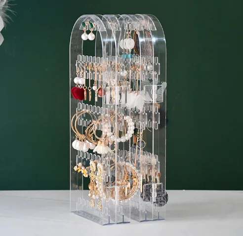 Acrylic necklace earring rack Transparent folding jewelry rack — view 3