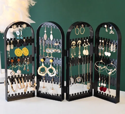 Acrylic necklace earring rack Transparent folding jewelry rack — view 4