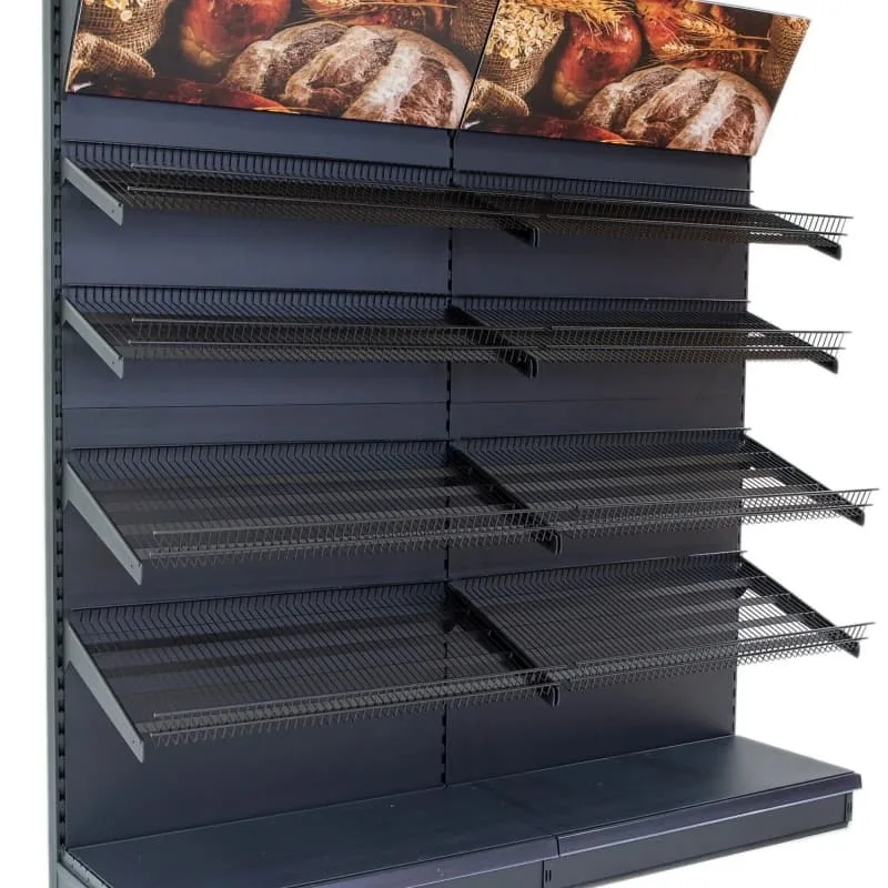 Adjustable Bakery Shelving Units With Wicker Baskets For Bread And Food Retail Display — view 3