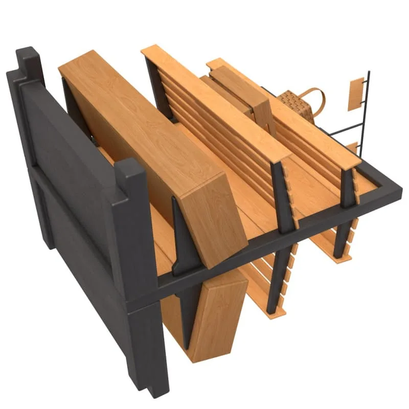 Adjustable Wooden Slat Freestanding Gondola Rack for Bread and Pastry Bakery Display — view 4