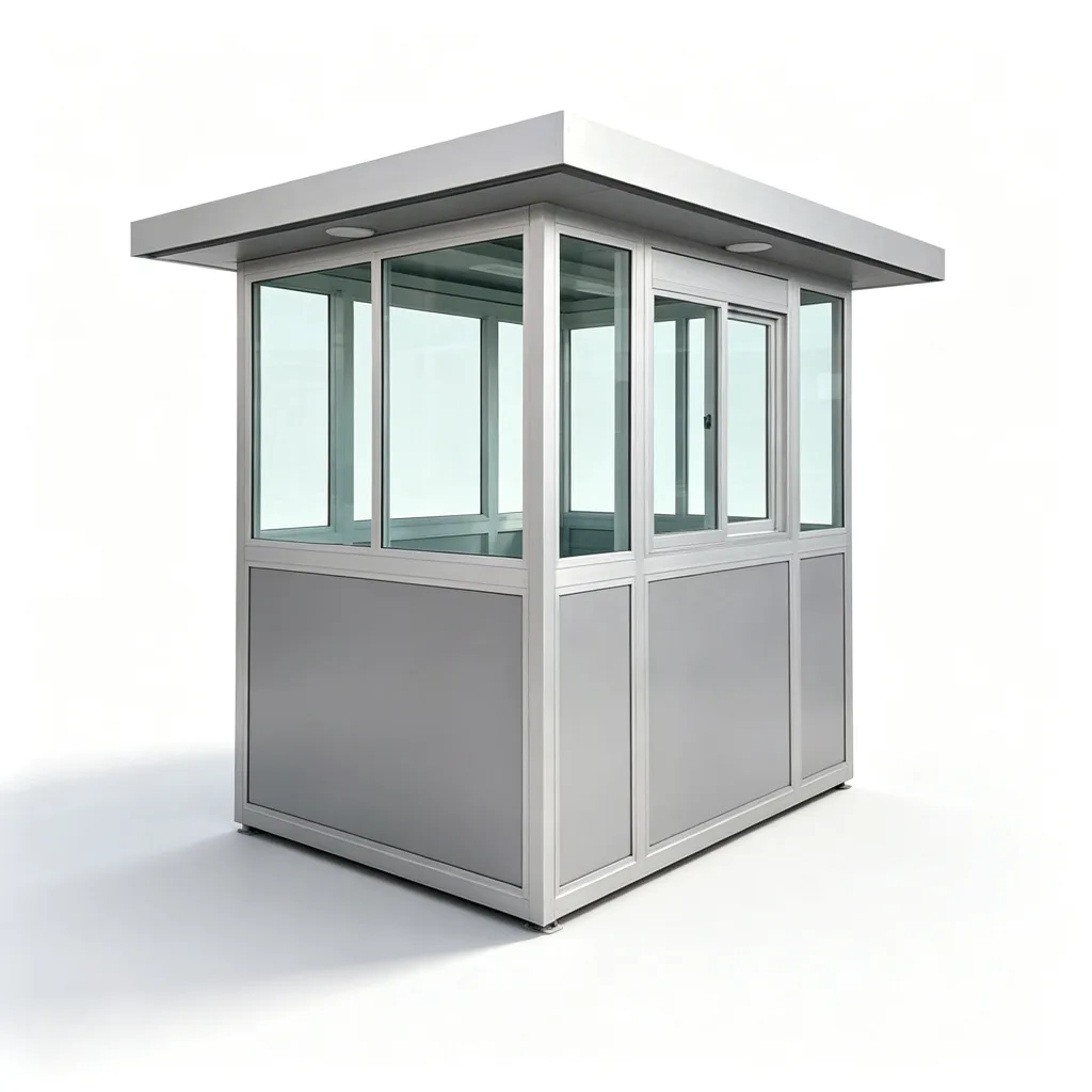Aluminum Frame Glass Guard Booth Prefab Security Shelter for Parking Lot — view 3