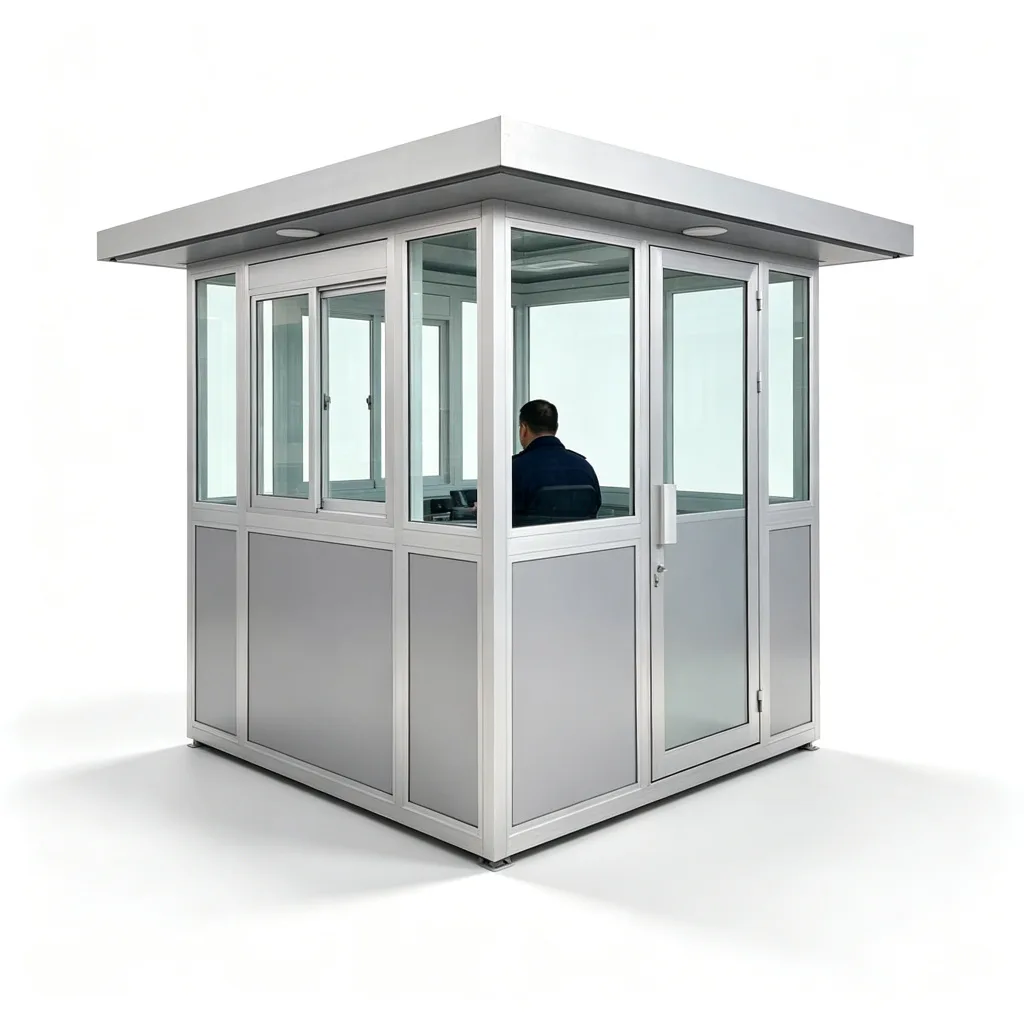 Aluminum Frame Glass Guard Booth Prefab Security Shelter for Parking Lot — view 4