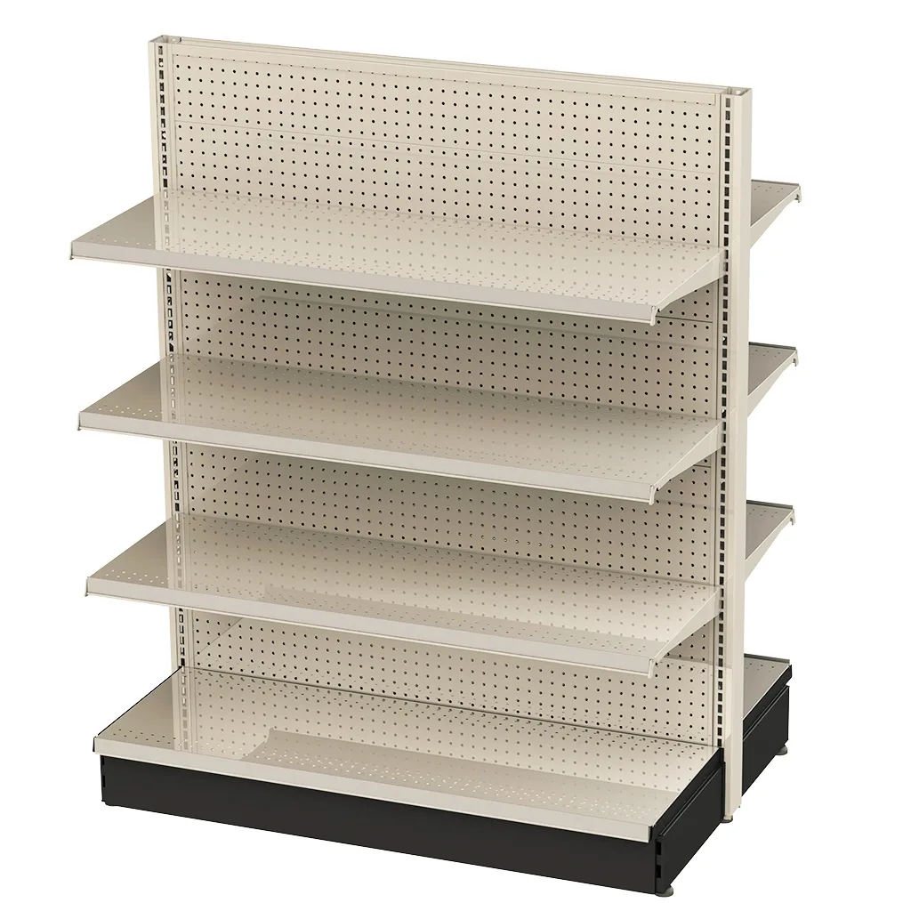 American Style Gondola Supermarket Shelf – Heavy Duty Double Sided Retail Shelving Unit, 72″H x 48″L, 4 Shelves, Cream (Commercial Grade) — view 3