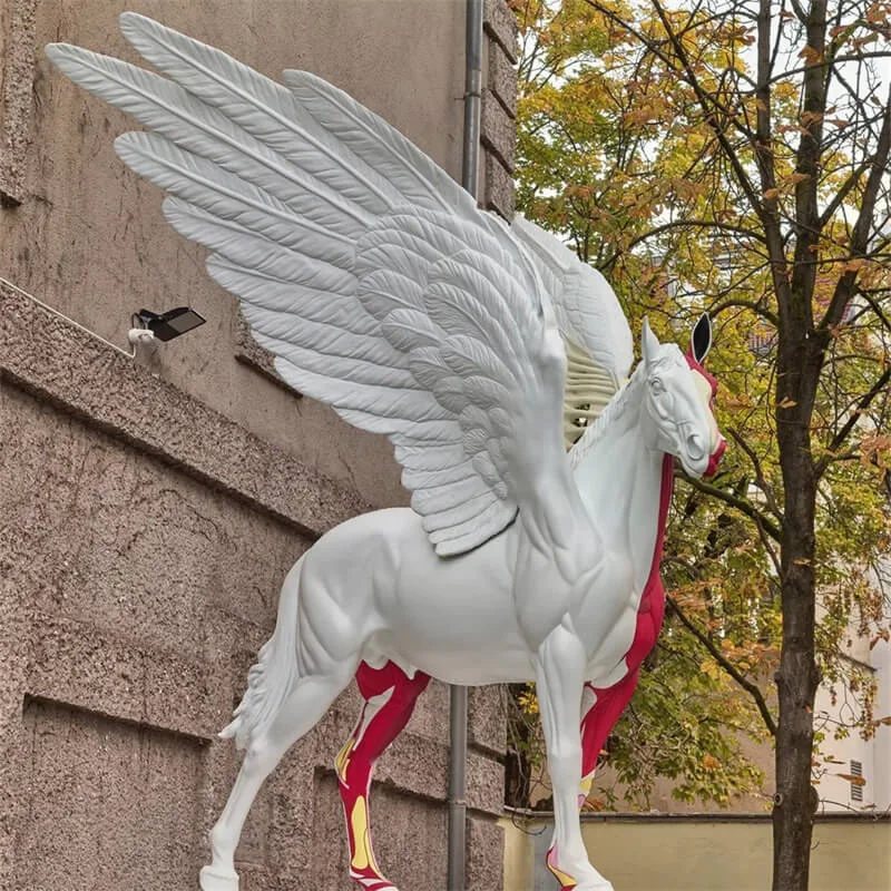 Anatomical Style Pegasus FRP Sculpture – Large Art Installation Ornament for Outdoor Plaza Viral Photo Spot Display — view 4