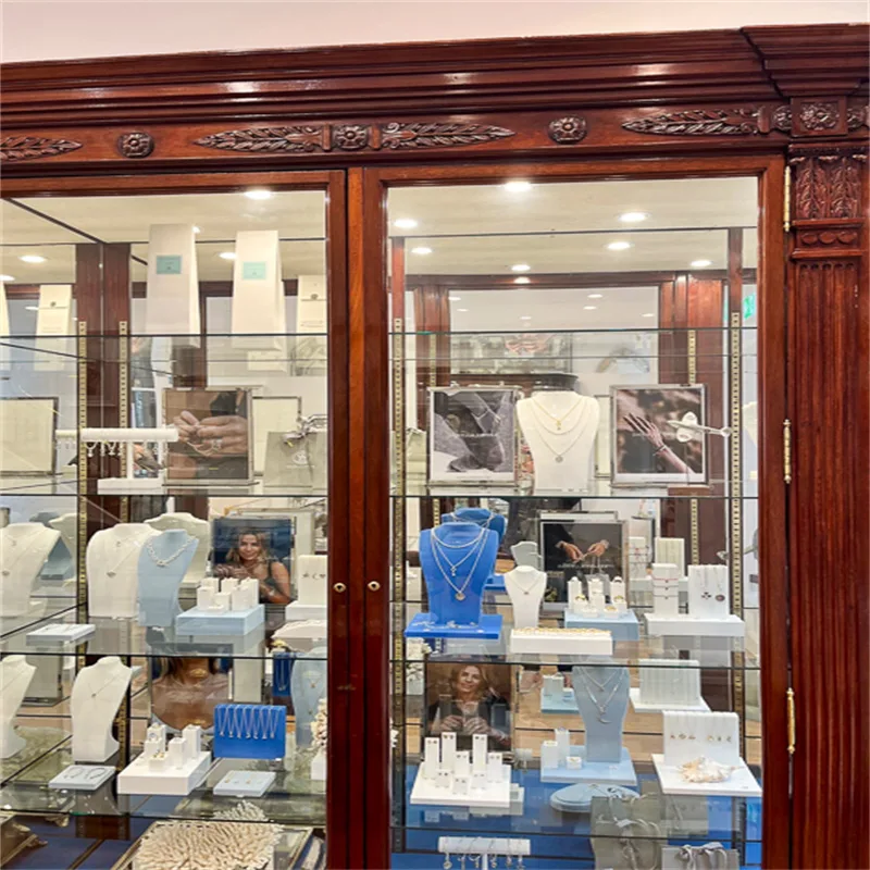 Antique Display Cabinets Retro Jewelry display showcase with tempered glass for sale — view 4