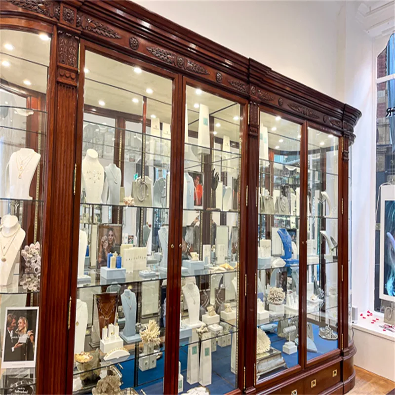 Antique Display Cabinets Retro Jewelry display showcase with tempered glass for sale — view 3