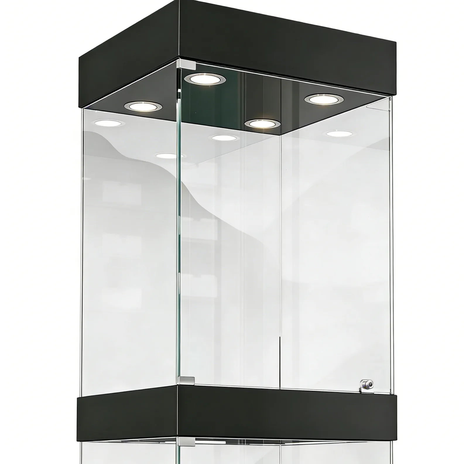 Antique Jewelry Display Cabinet Lockable Glass Curio Showcase with LED Lights for Treasures Retail — view 4