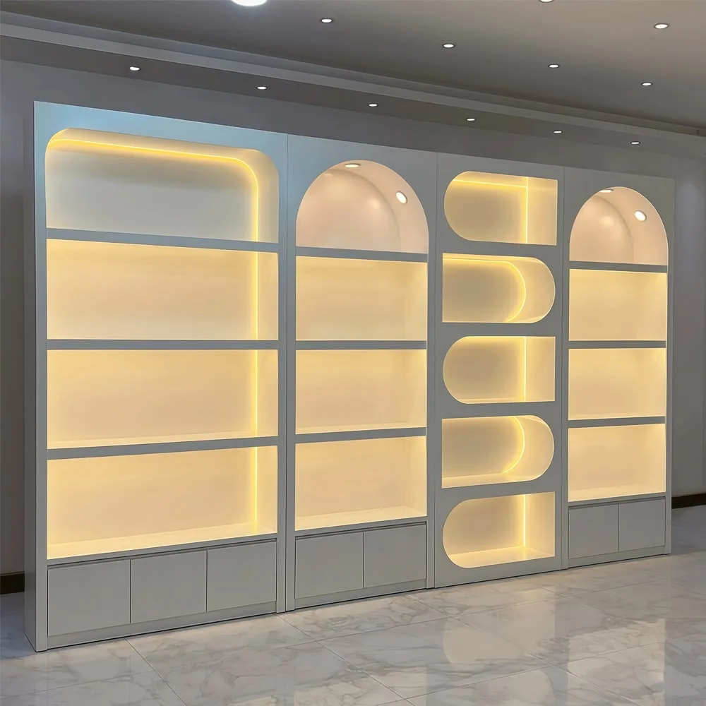 Arched Recessed LED Backlit Wall Display Cabinet — view 2