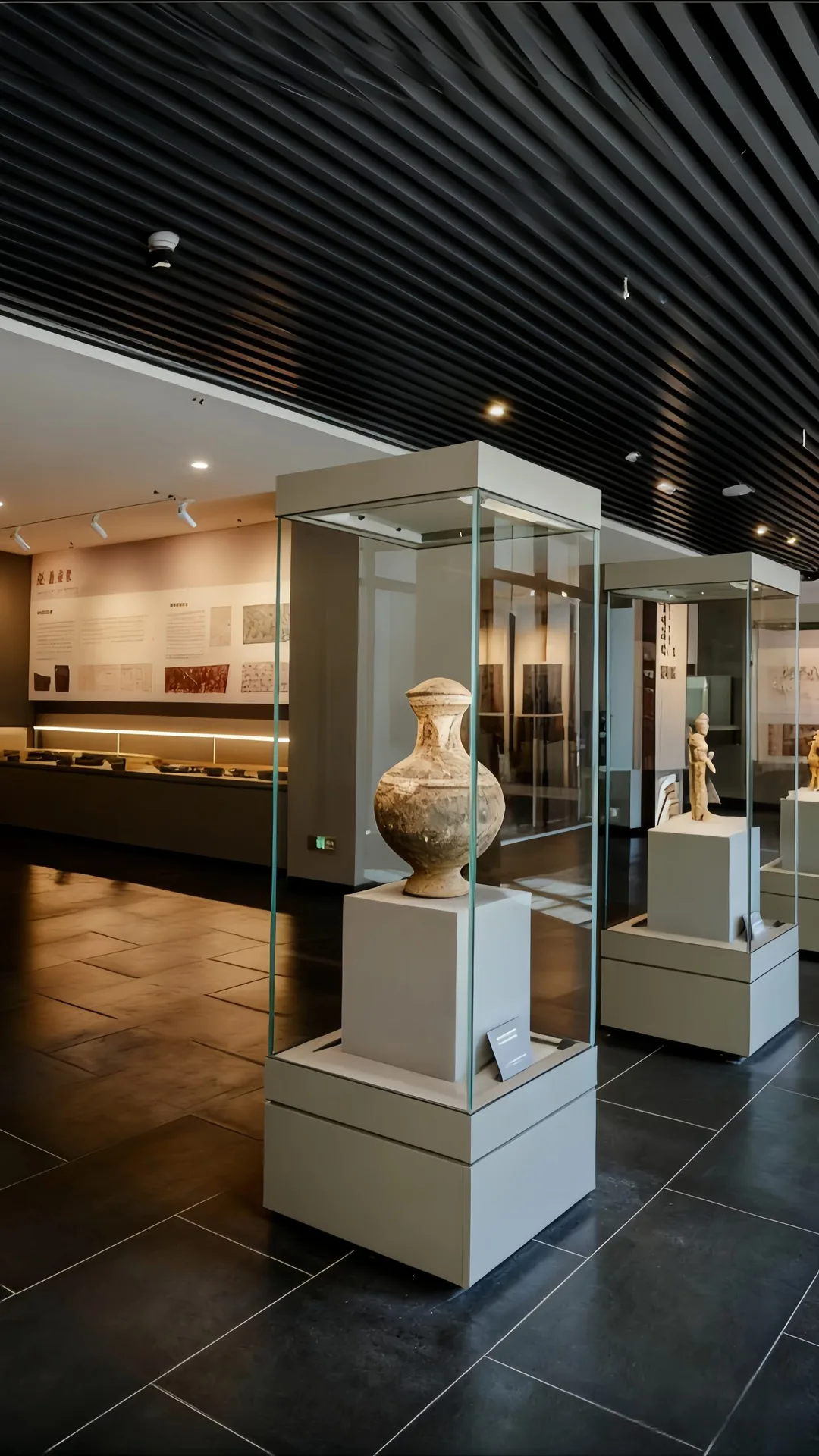 Art-Grade Glass Vitrine | Wave-Shaped Custom Base with Integrated Top Lighting — view 3