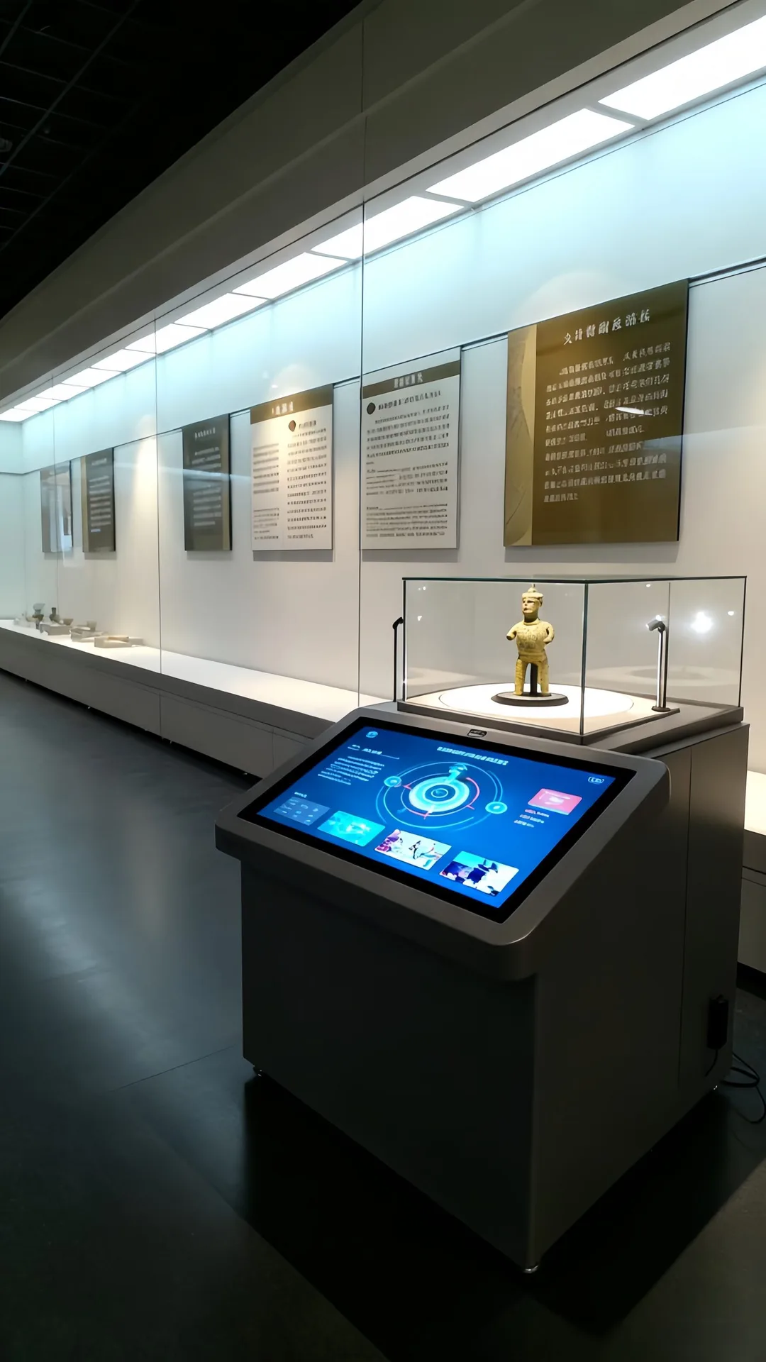 Art-Grade Glass Vitrine | Wave-Shaped Custom Base with Integrated Top Lighting — view 4