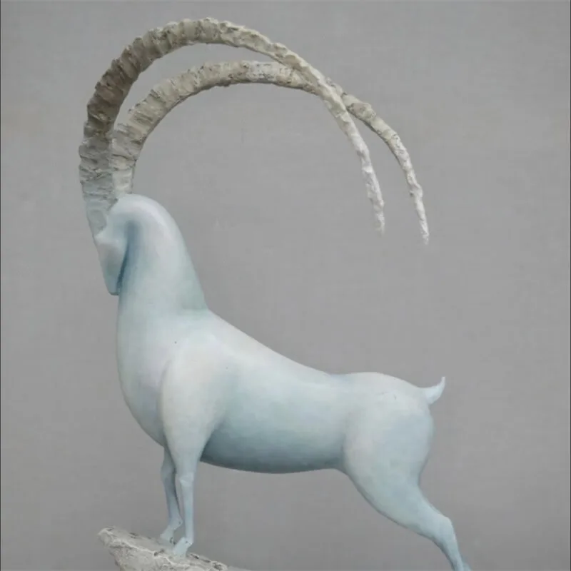 Artistic Abstract Fiberglass Goat Sculpture | Luxury Animal Goat Sculpture, Custom Landscape Decor for Yards and Sales Centers — view 4